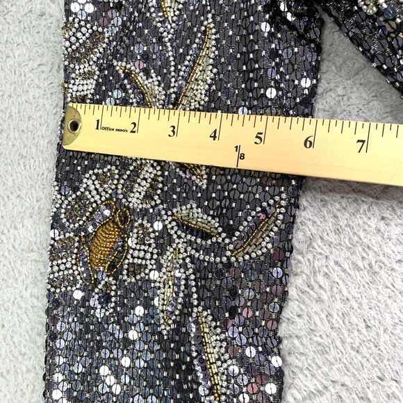 Black Tie Oleg Cassini Top Womens Size 8 Beaded Vintage Longsleeve Beautiful - Picture 5 of 14